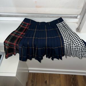 Zara Pleated Multicolor Plaid Skirt